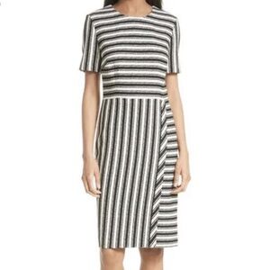 Hugo Boss Haripela Striped Sheath Dress Size 10 Women Office Career Short Sleeve